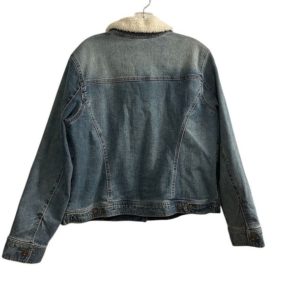 Style & Co Women's Sherpa Lined Collar Denim Jacket Blue Size L Casual - Picture 10 of 13